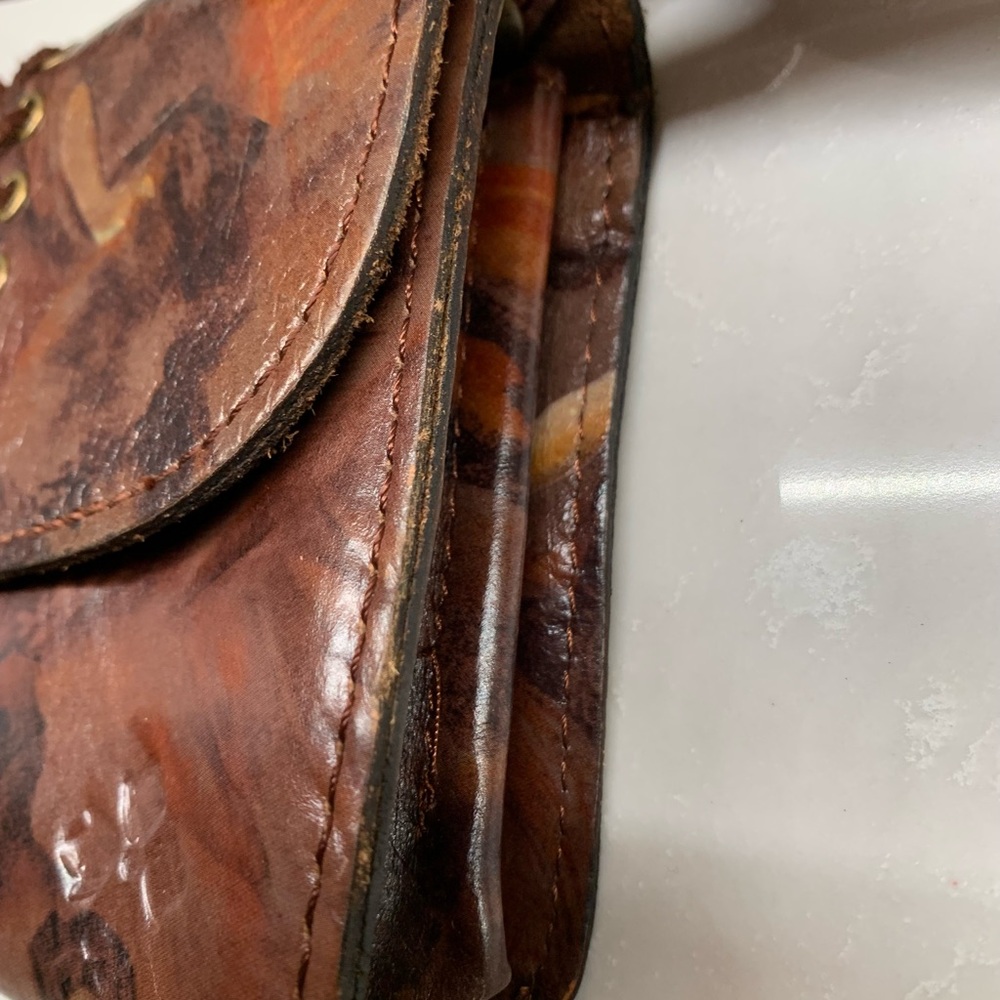 RARE Patricia Nash Hand Painted Women Mini Lace Leather Crossbody Bag - Picture 4 of 13